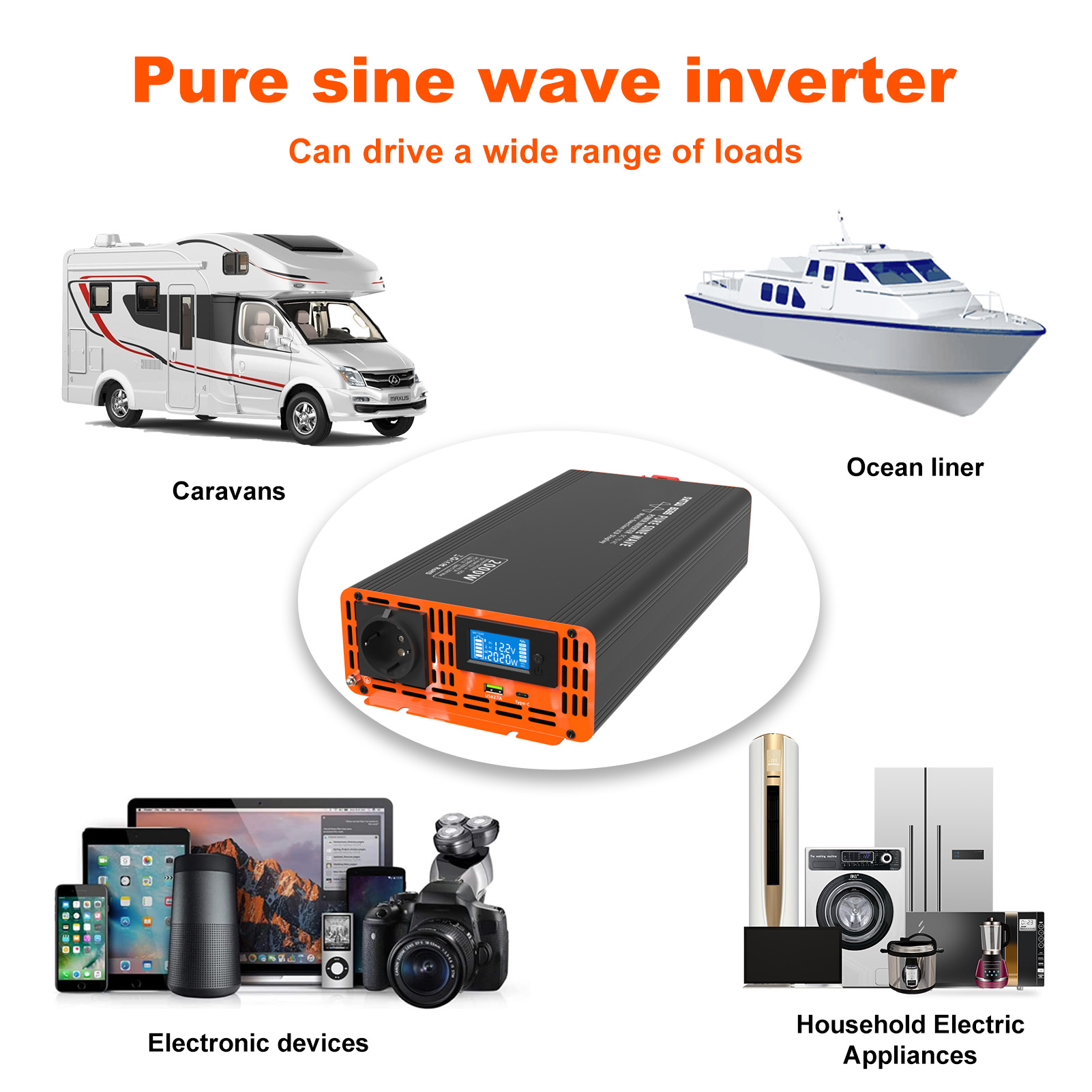 Peak 4000W 12v 24V 48V Dc to A - Power Inverter 12V 220V 4000W Continuous 评论和价格